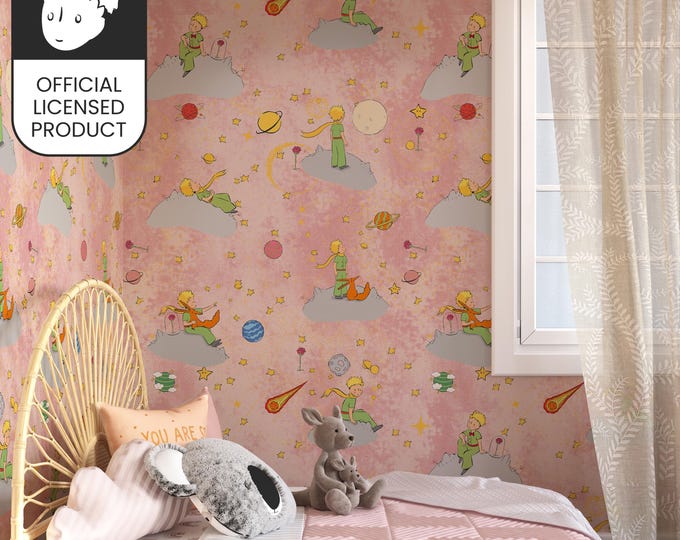 Official Little Prince Pink Space Wallpaper - Dreamy Cosmos Pattern for Girls Room & Nursery Decor