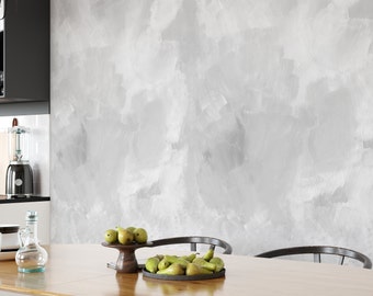 Light Aquarelle Venetian Plaster Grey Concrete Grunge Wallpaper, Cement Minimalist Watercolor Texture Modern Wall Art