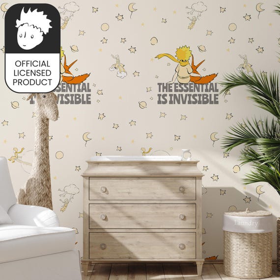 Official Little Prince Quote Wallpaper - Essential Invisible Philosophy Pattern for Kids Room & Study Decor