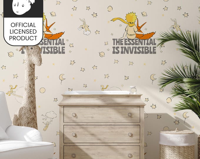 Official Little Prince Quote Wallpaper - Essential Invisible Philosophy Pattern for Kids Room & Study Decor