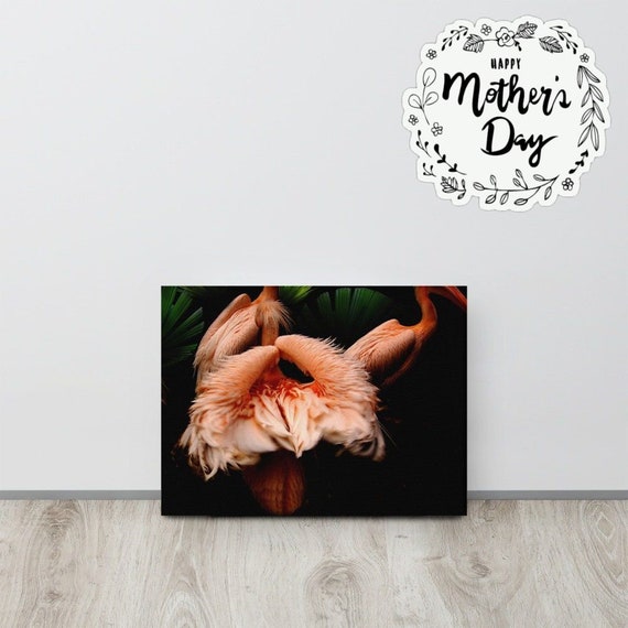 Flamingo Print Canvas useful gifts also for coffee bar decor, aesthetic framed home inspo