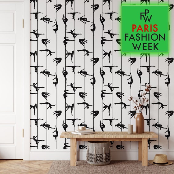 Pole Dancer Wallpaper in Black and White, Pole Dancing Wall Art