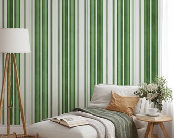 Green and White Striped Wallpaper, Stripes Wallpaper, Stripe Wall Mural