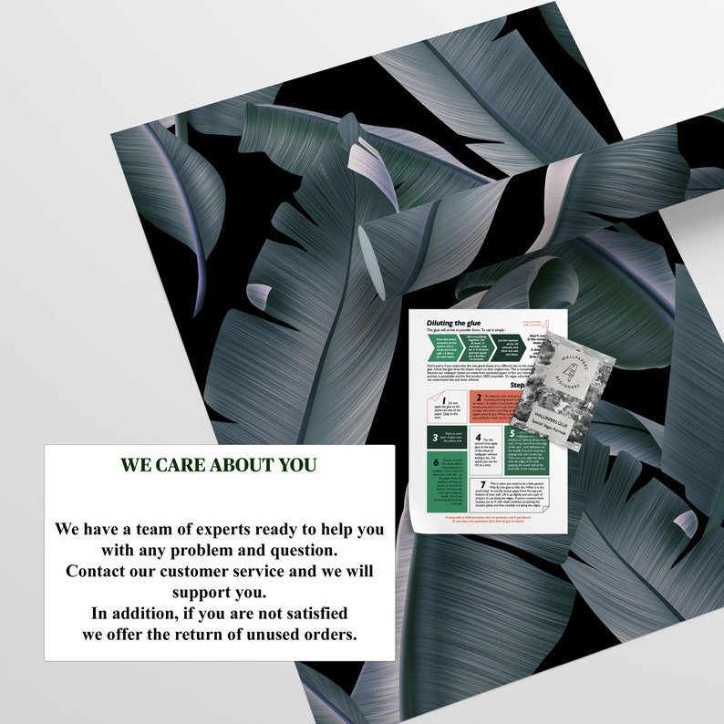Tropisch behang met zwarte bladeren, muurkunst palmprint voor Dark Tropical Decor afbeelding 9