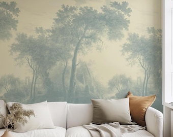 French Toile de Jouy Wallpaper | Vintage Countryside Scene | Classic 18th Century Style | Eco-Friendly & Removable