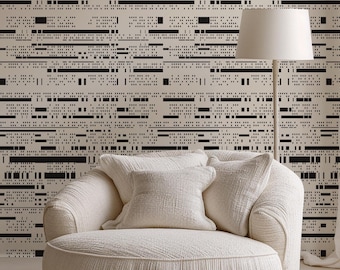 Pixel Art Wallpaper Black and White, Modern Abstract Wall Decor, Artistic Geometric Design for Living Room & Office