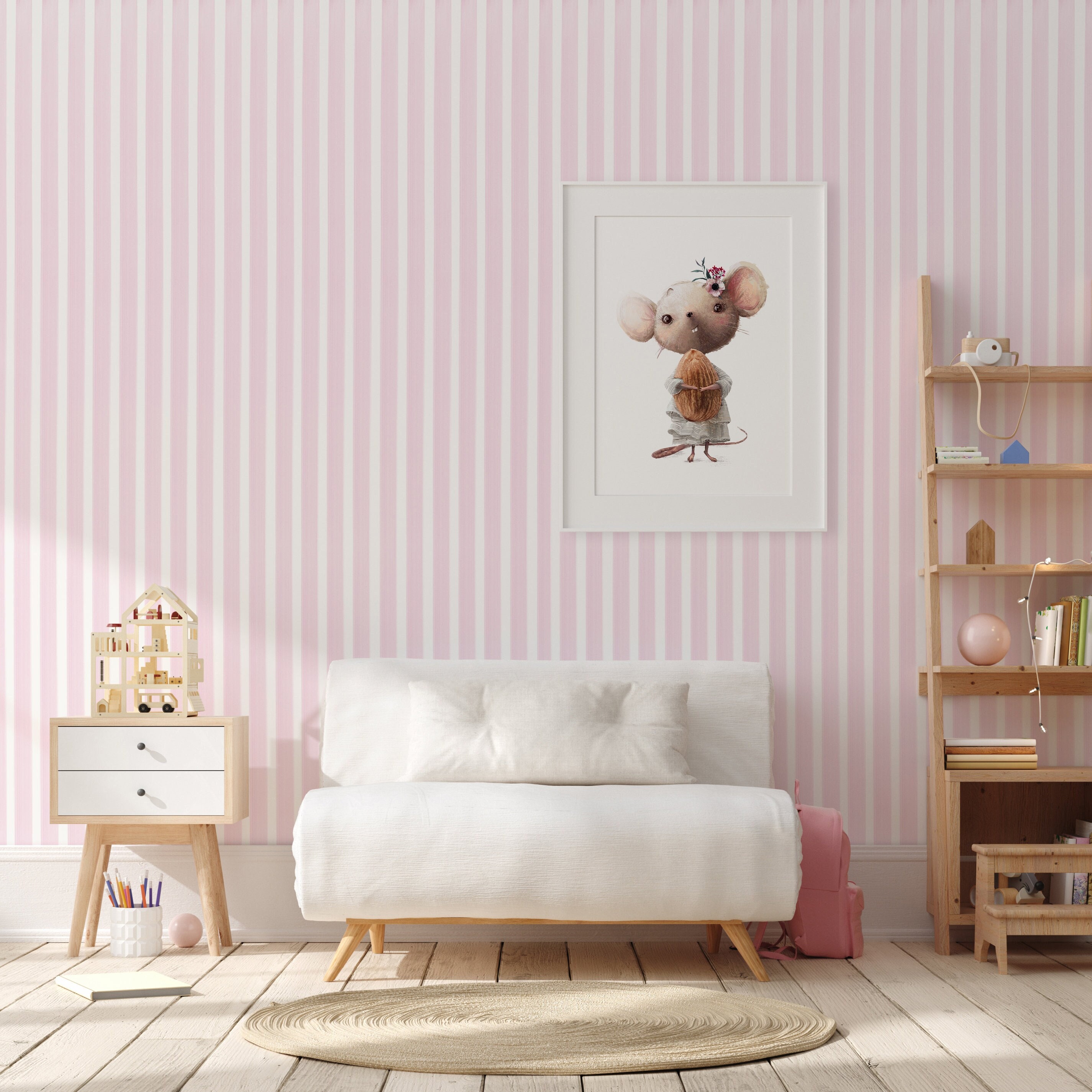 Buy Pink White Striped Wallpaper Soft Powder Pink Striped Pattern Online in  India  Etsy