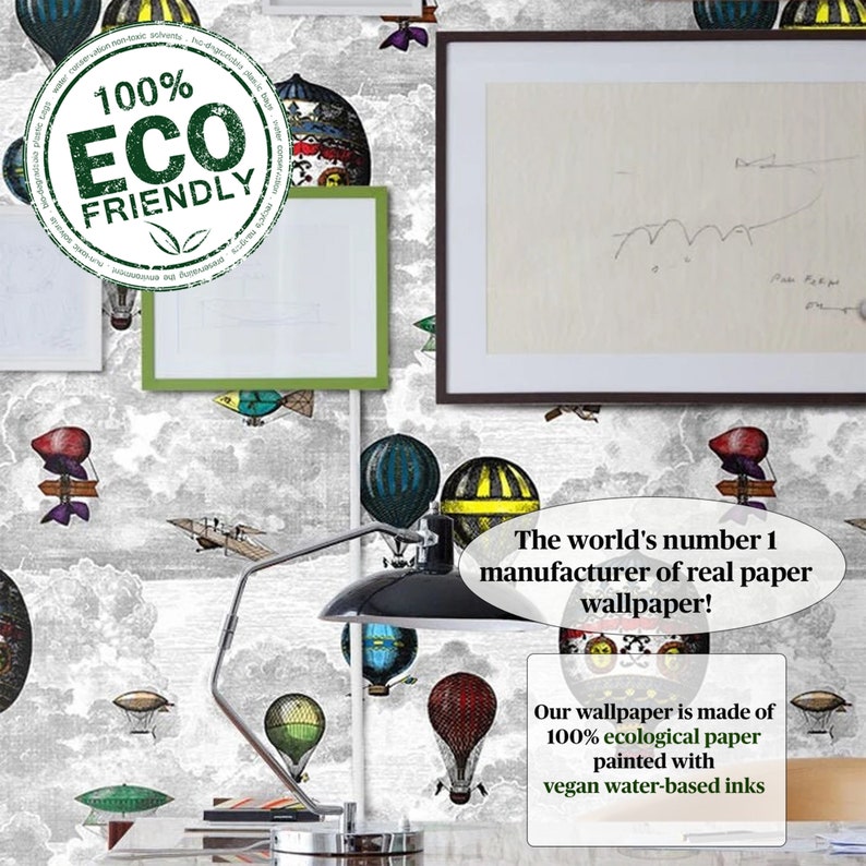 Hot Air Balloon Art Removable Wallpaper for Vintage Decor Etsy