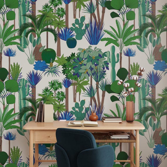 Tropical Jungle Wallpaper | Wild Rainforest Wall Decor | Garden Wall Art for Kids Room & Home Decor