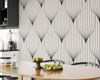 Vintage Geometric Art Deco Wallpaper, Art Deco Geometry Wallpaper - Black & White Symmetrical Design - WALLPAPERS4BEGINNERS