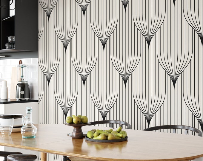 Vintage Geometric Art Deco Wallpaper, Art Deco Geometry Wallpaper - Black & White Symmetrical Design - WALLPAPERS4BEGINNERS