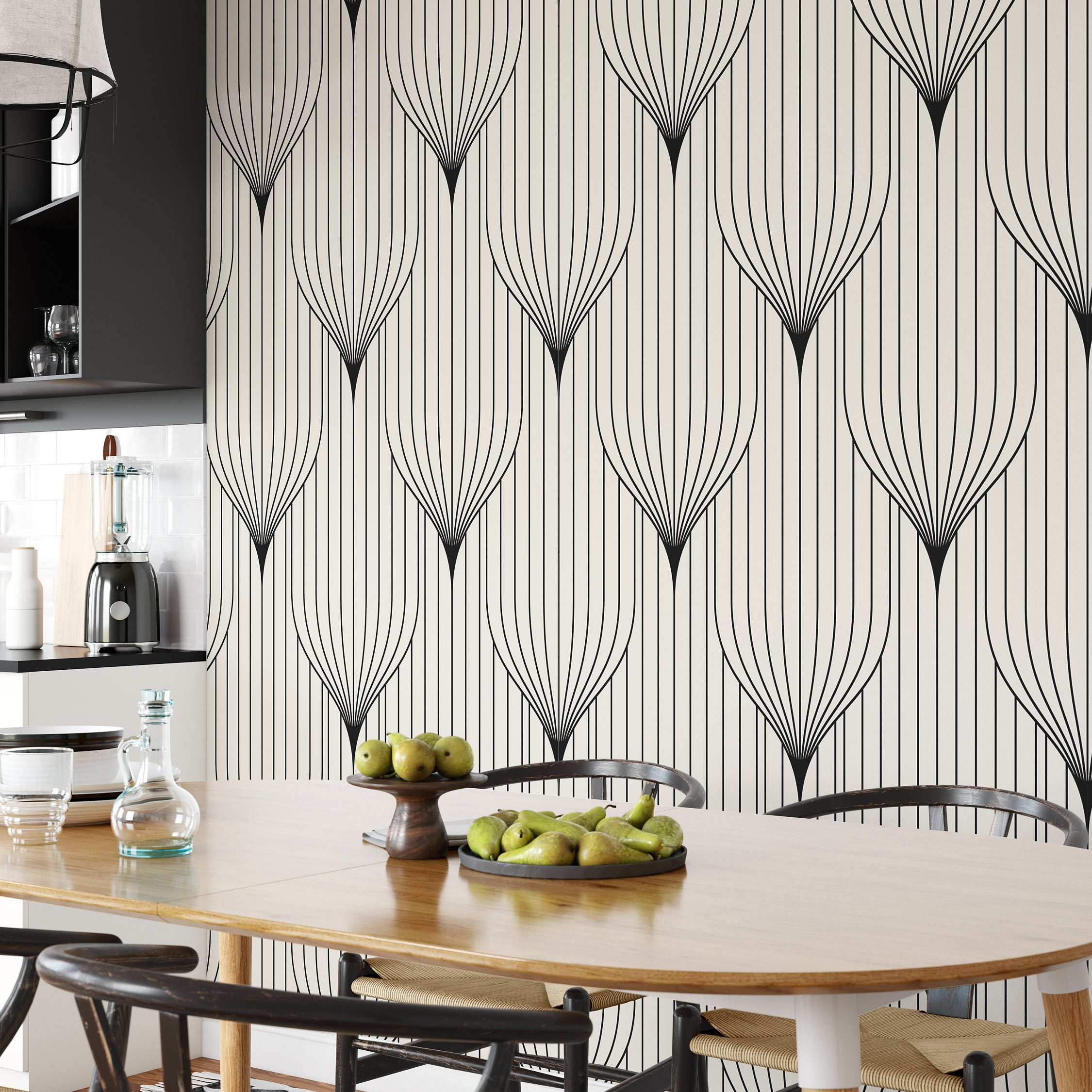 Black and White Edgy Art Deco Wallpaper