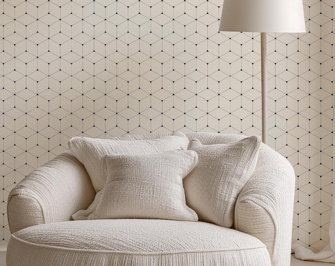 Cube Minimal Geometric Wallpaper – Black & White Modern Wall Decor, Eco Friendly, Easy to Apply, Stylish Home Accent