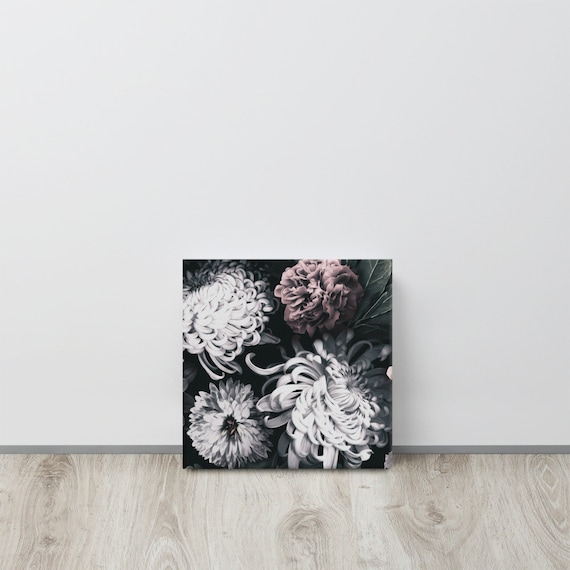 Dark Floral Peony Canvas useful gifts also for coffee bar decor, aesthetic framed home inspo