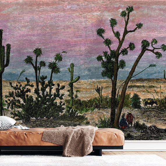 Extra Large Arizona Desert Cactus Wallpaper, Southwest Landscape Wall Mural, Desert Landscape Wall Mural