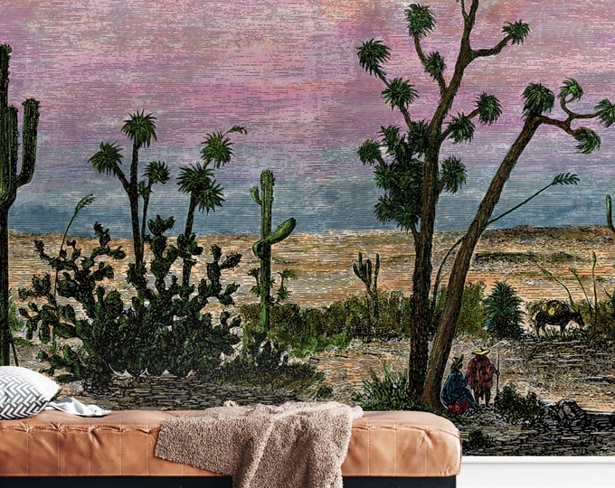Extra Large Arizona Desert Cactus Wallpaper, Southwest Landscape Wall Mural, Desert Landscape Wall Mural
