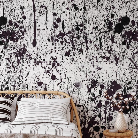 Abstract Drip Wallpaper - Graffiti-Inspired Statement Wall, Abstract Paint Splatter Wallpaper