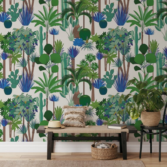 Tropical Jungle Wallpaper, Wild Rainforest Wall Decor, Garden Wall Art