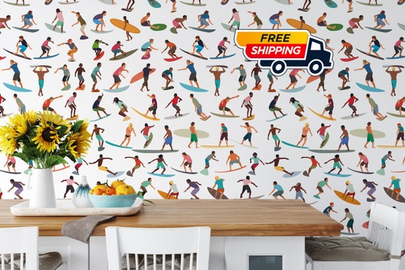 Surfing Wallpaper, Soul Surfers on White Wall Art