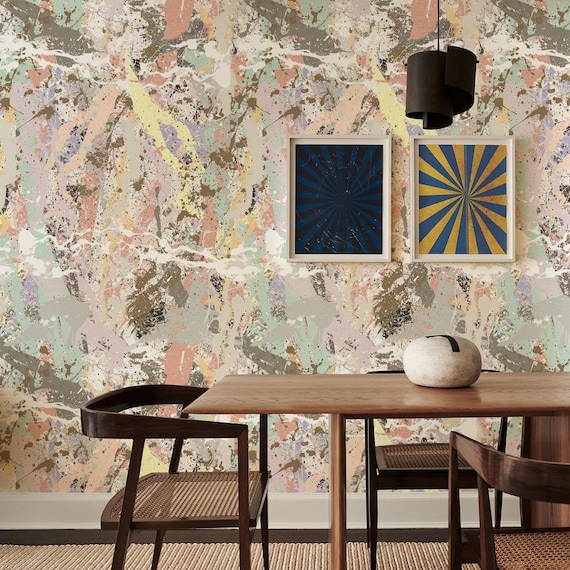 Multicolored Paint Splatter Wallpaper - Expressionism Modern Wall Decor with Brushstroke Art for Vibrant Home & Office Accent