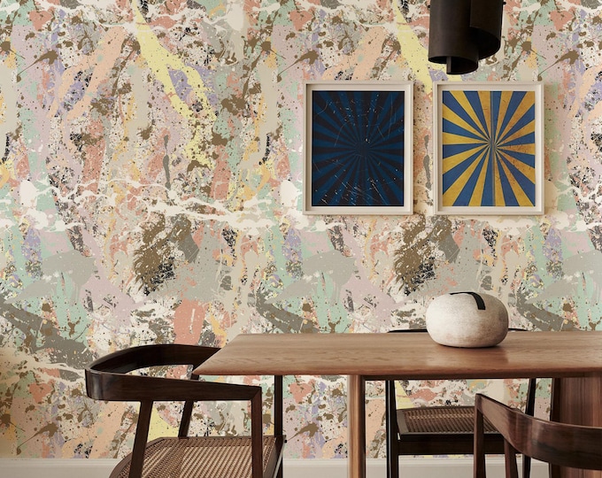 Multicolored Paint Splatter Wallpaper - Expressionism Modern Wall Decor with Brushstroke Art for Vibrant Home & Office Accent