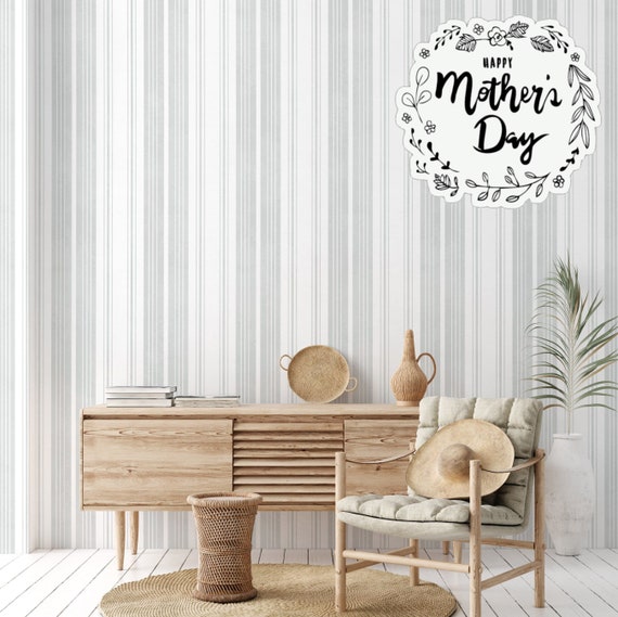 Gray and White Striped Wallpaper, Stripes Wallpaper, Stripe Wall Mural