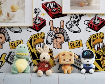 Retro Game Wallpaper for Kids Room Decor, Video Games Wall Art, 8-Bit Pixel Game Poster, Boys Bedroom Decoration, Gamer Gift