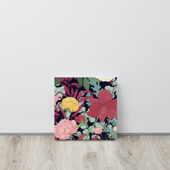 Floral Botanical Print Canvas useful gifts also for coffee bar decor, aesthetic framed home inspo
