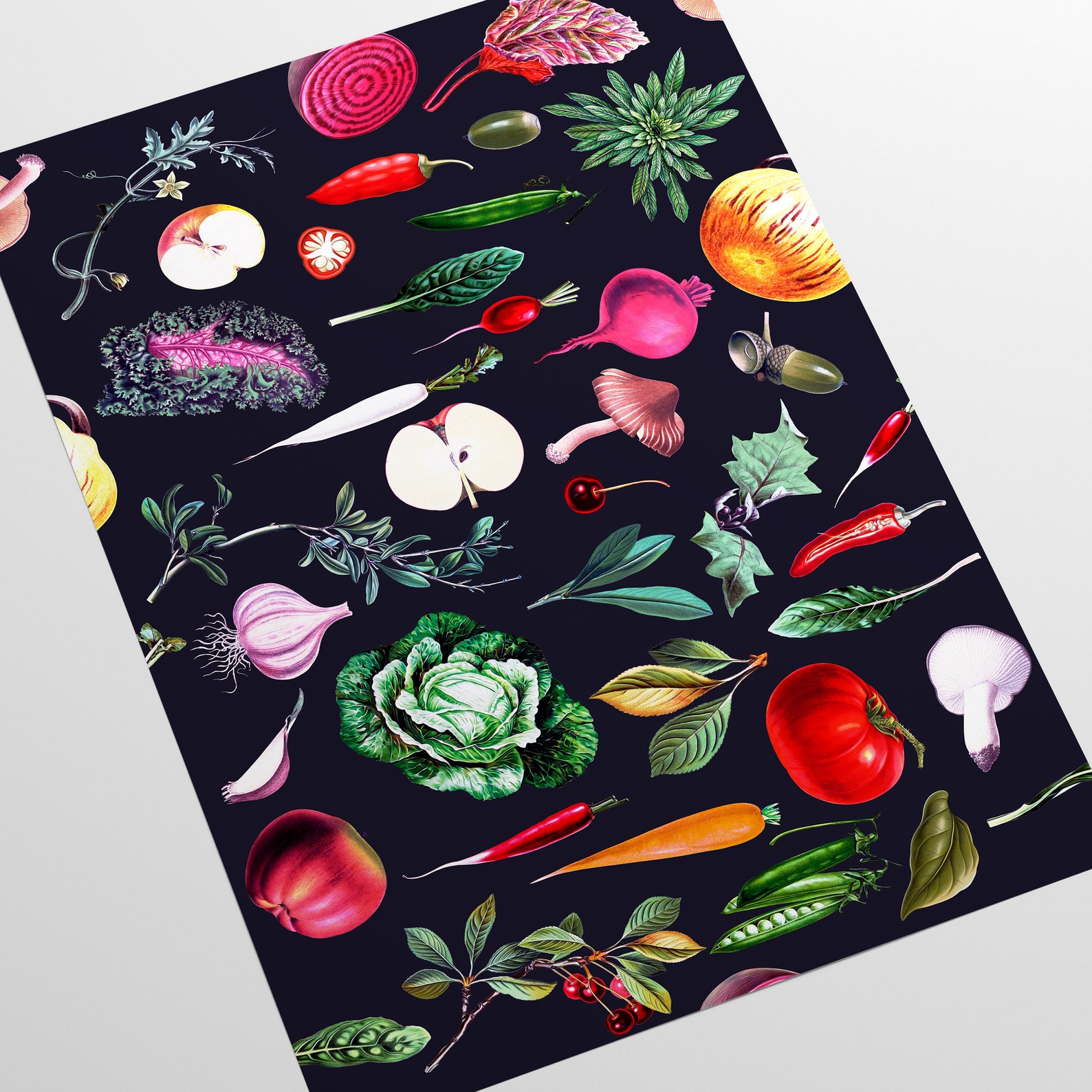Vintage Vegetables Kitchen Wallpaper Retro Kitchen Veggie - Etsy