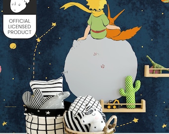 Official Little Prince Constellation Wallpaper - Deep Space Stars Pattern for Kids Room & Study Decor