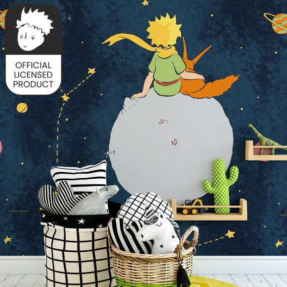 Official Little Prince Constellation Wallpaper - Deep Space Stars Pattern for Kids Room & Study Decor