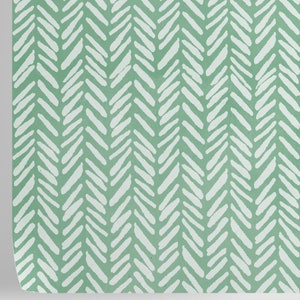 Light Green Herringbone Pastel Wallpaper, Minimalist Chevron Wall Decor, Soft Green Modern Wall Papering image 3