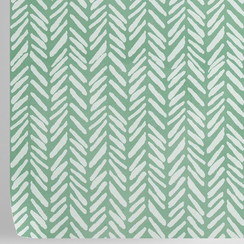Light Green Herringbone Pastel Wallpaper, Minimalist Chevron Wall Decor, Soft Green Modern Wall Papering image 3