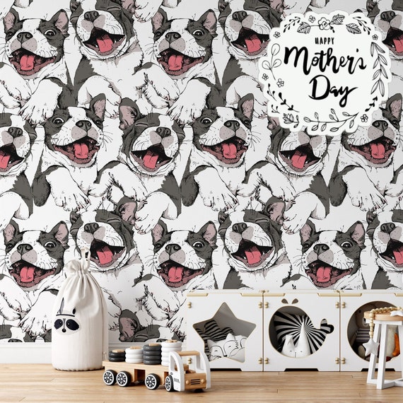 Happy Puppies Dog Wallpaper, Funny Dogs Wall Art