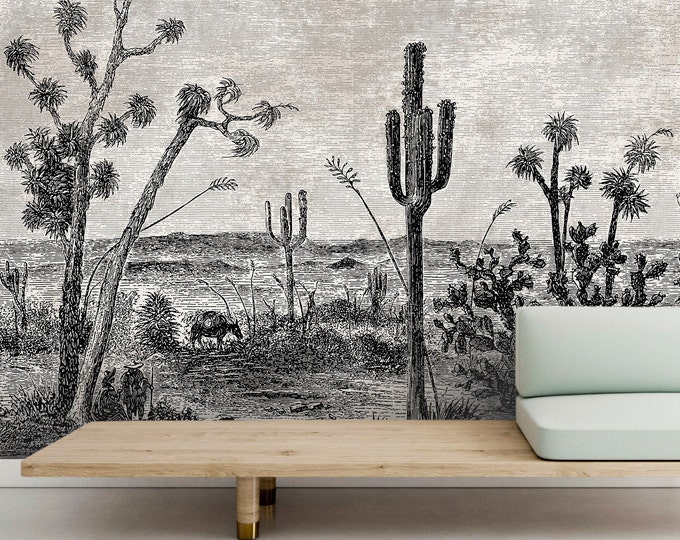 Extra Large Arizona Desert Cactus Wallpaper, Southwest Landscape Wall Mural, Desert Landscape Wall Mural
