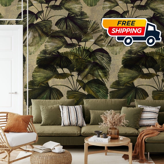 Bring the Tropics Indoors with Green Tropical Foliage Wallpaper