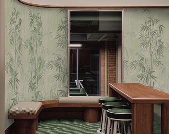 Japanese-Style Watercolor Bamboo Forest Wallpaper - Tranquil Wall Decor for Living Room & Bedroom - Elegant Nature Design