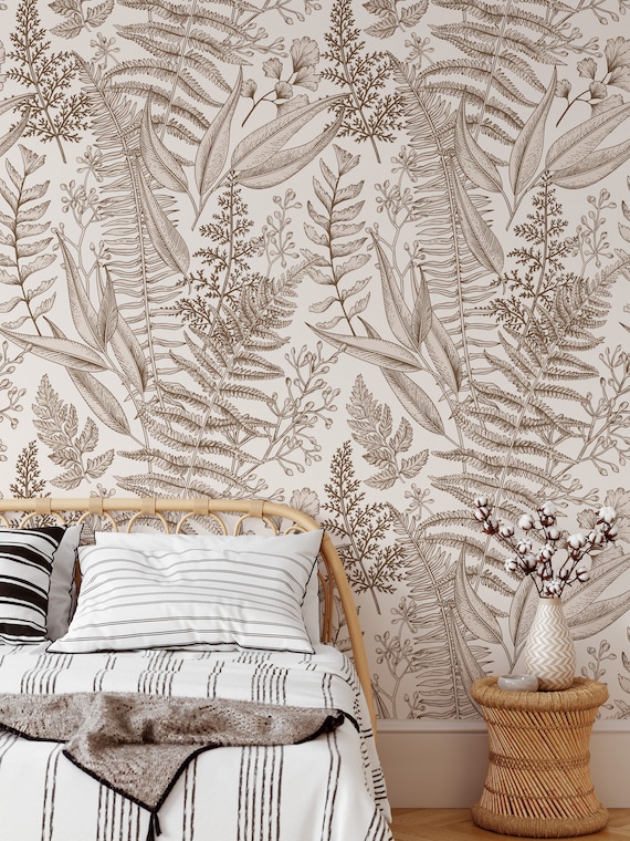 Fern Wallpaper - Botanical Print for Bohemian Home Decor, Nature Inspired Wall Art, Eco-Friendly Design, Vintage Style