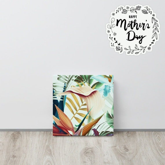 Palm Leaf Tropical Canvas useful gifts also for coffee bar decor, aesthetic framed home inspo