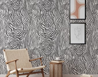 Black and White Zebra Wallpaper, Animal Print Wall Decor for Boho Decor