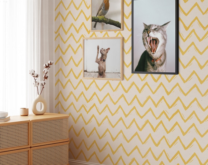 Minimalist Removable Chevron Wallpaper, Zig Zag Herringbone Wall papering, Minimal Decor