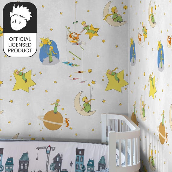 Official Little Prince Stars and Planets Wallpaper – Exclusive Licensed Design by Antoine de Saint-Exupéry – Eco-Friendly & Easy to Apply