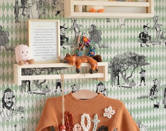 Wizard of Oz Wallpaper for Kids Room: Vibrant Storybook Wall Decor with Magical Characters & Enchanting Oz Theme