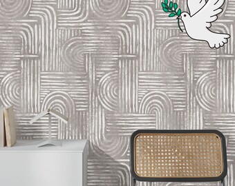 Modern Abstract Brown and White Wallpaper - Contemporary Elegance for Your Walls!