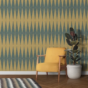 Carta da Parati Chevron Blu Geometrica Moderna