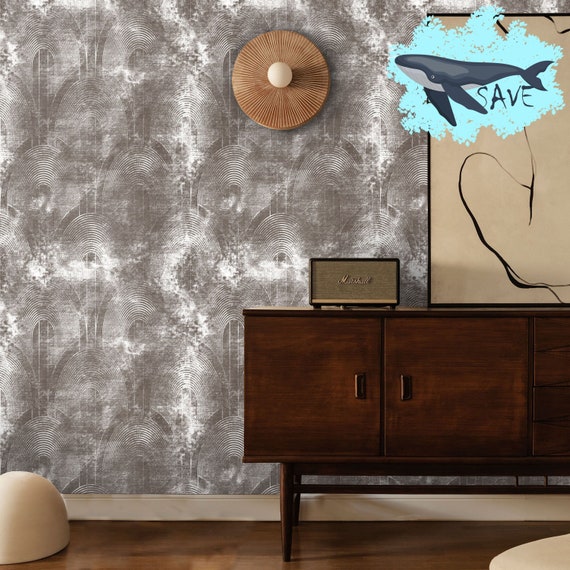Boho Geometric Art Deco Wallpaper - Brown Tones with Distressed White Designs - Unique and Distinctive - WALLPAPERS4BEGINNERS