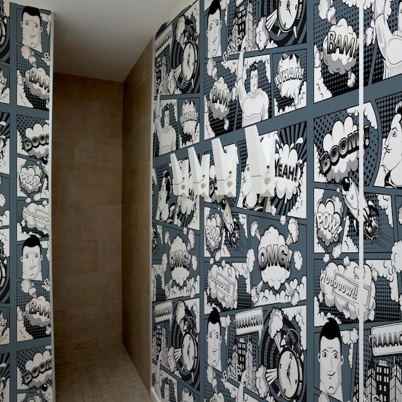 Pop Art Comics Wallpaper Vintage Wall Art Retro Collage Decor for Artistic Spaces Unique Graphic Home Accent