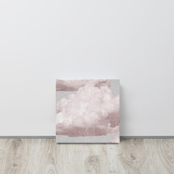 Vintage Style Pink Clouds  Canvas useful gifts also for coffee bar decor, aesthetic framed home inspo