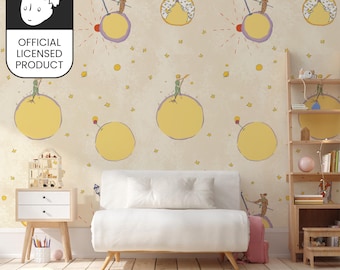 Official Little Prince Planets Characters Wallpaper - Vintage Story Journey Pattern for Kids Room & Study Decor