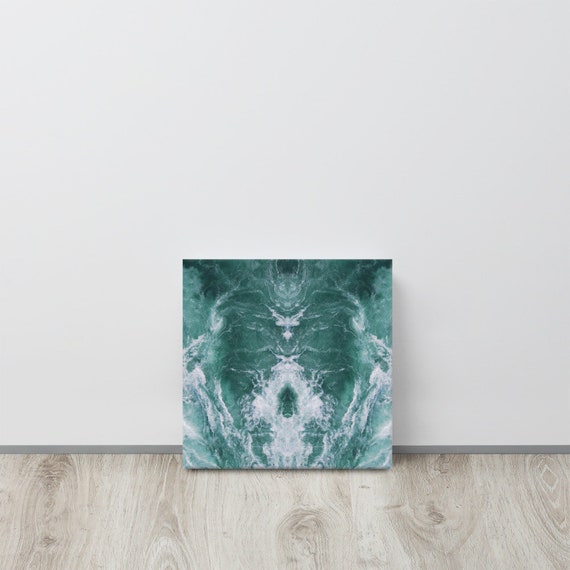 Blue Ocean Waves  Canvas useful gifts also for coffee bar decor, aesthetic framed home inspo